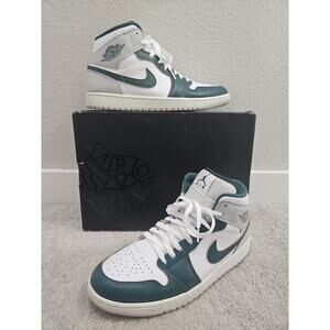 Men's Jordan 1 Mid SE Sz 10 White/Oxidized Green-Sail (FQ7720 103)